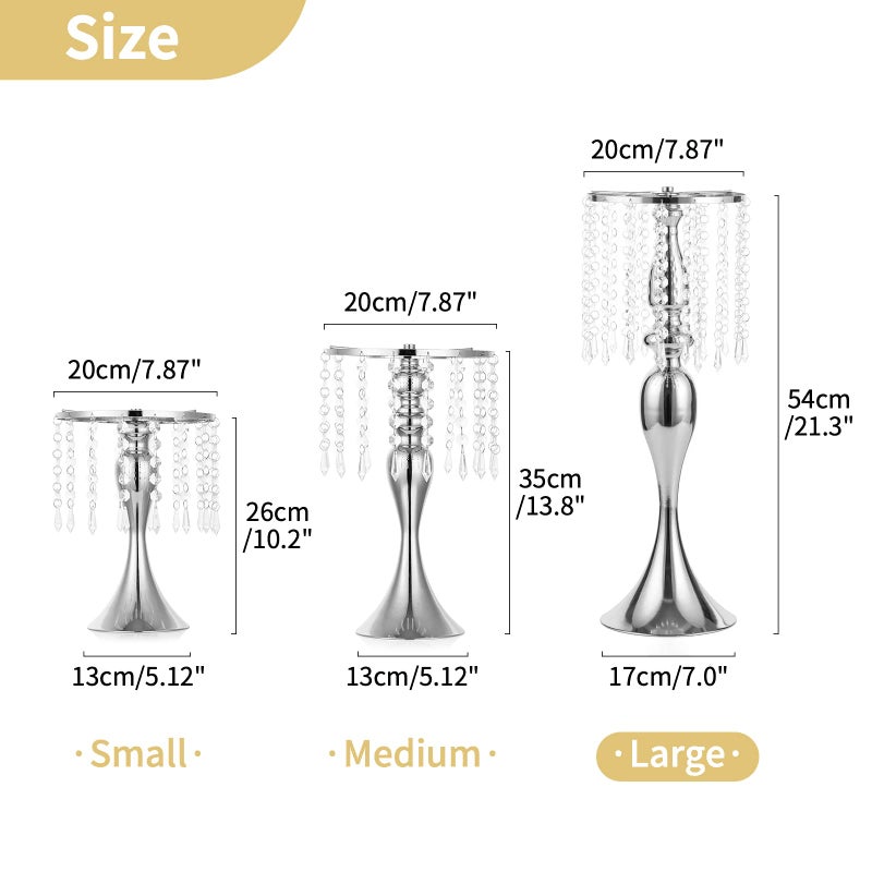 NUPTIO 2 Pcs 21.3 inches Tall Crystal Metal Vase Wedding Road Lead Flower Holders Centerpiece Crystal Flower Chandelier Metal Flower Vase for Reception Tables Wedding Supplies - Image 4